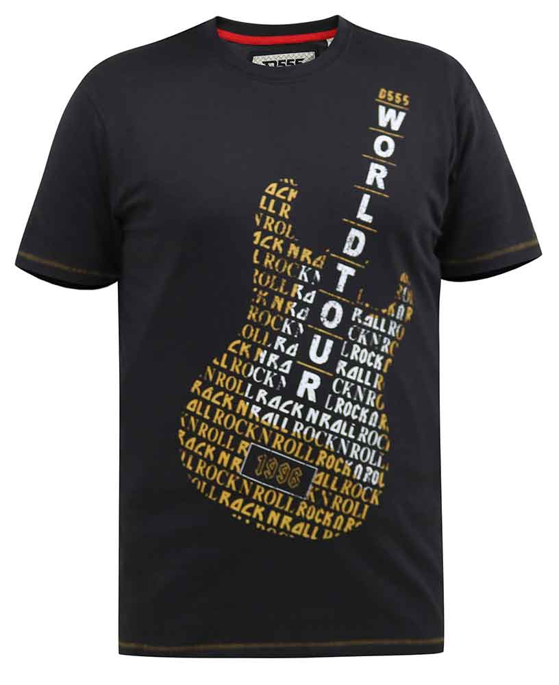D555 Tall Fit 'Owen' World Tour Guitar Print T-Shirt