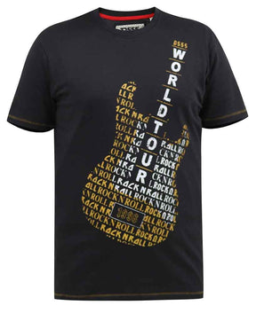 Tall Fit 'Owen' World Tour Guitar Print T-Shirt