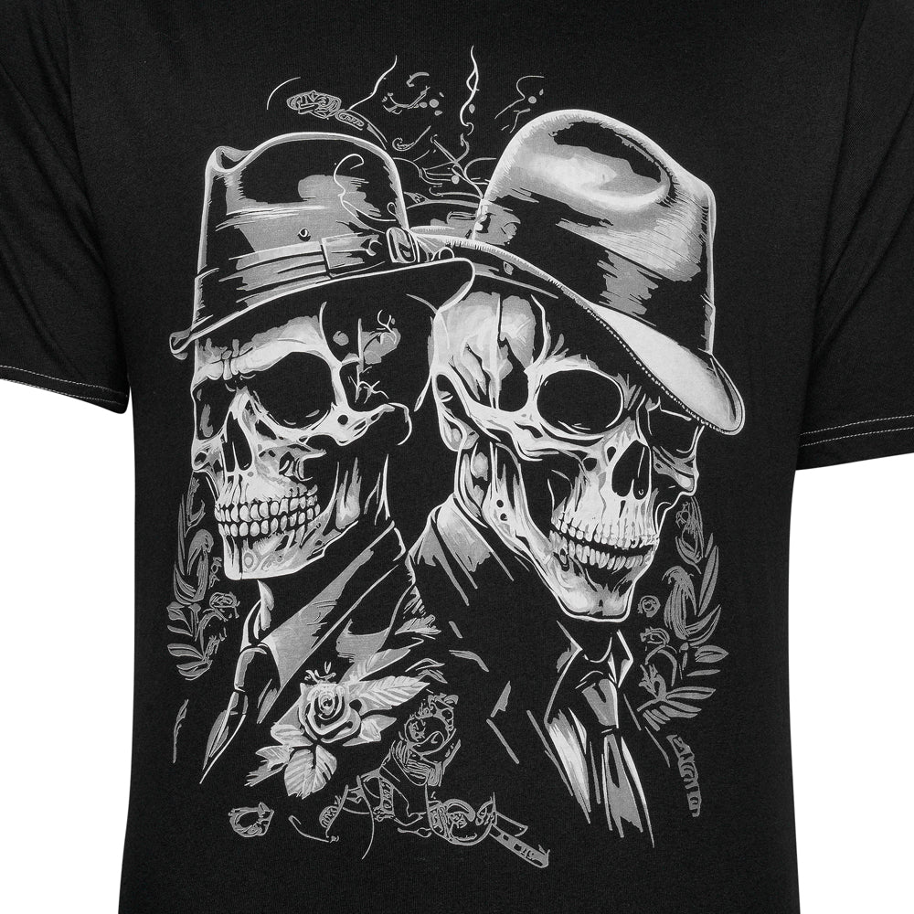 Twin Gentleman Skull Print T-Shirt