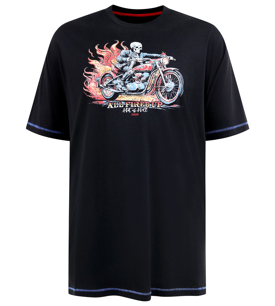 'DEWSBURY' Skeleton On A Bike Print T-Shirt