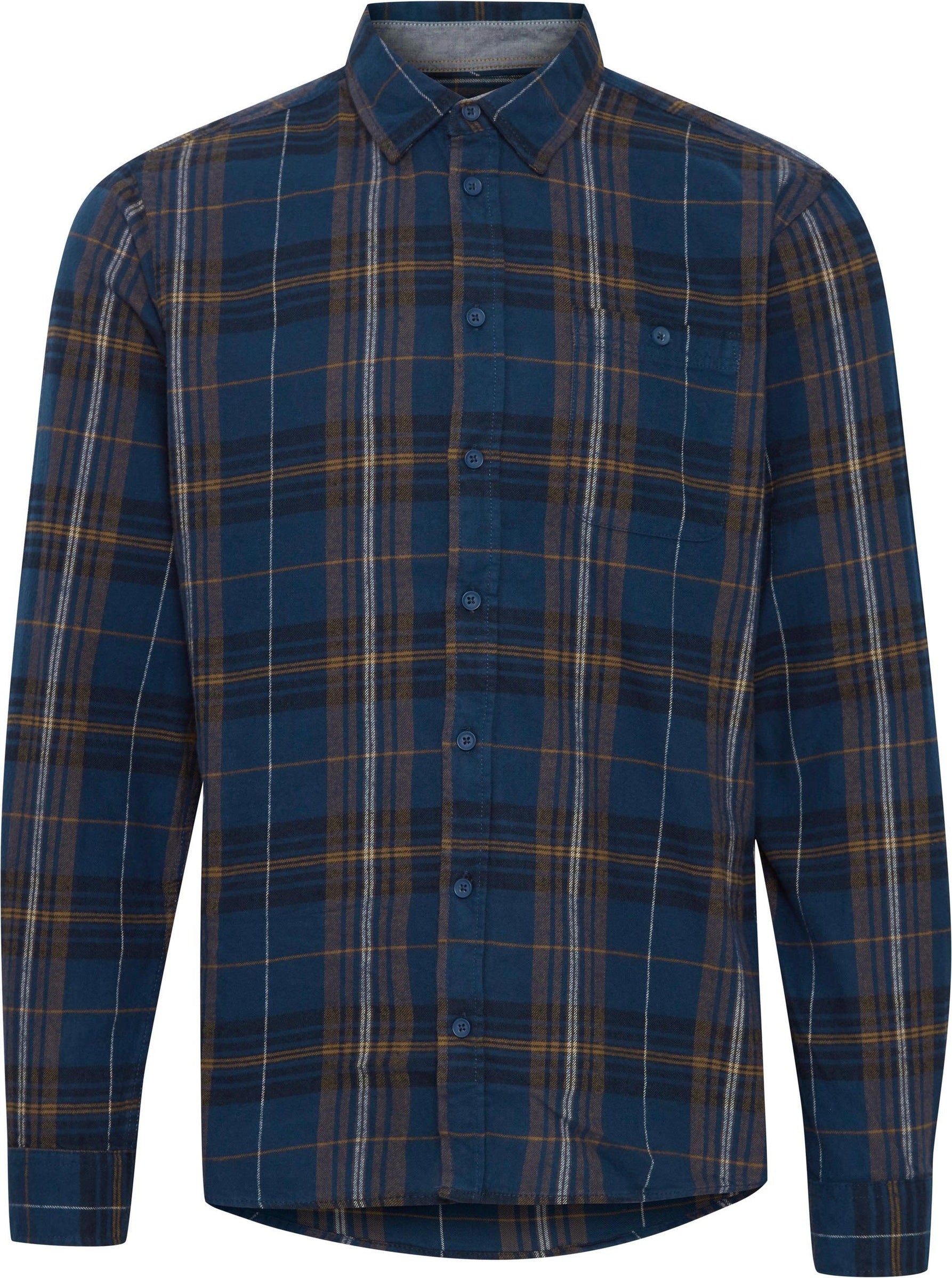 Soft Feel Navy Long Sleeve Check Shirt