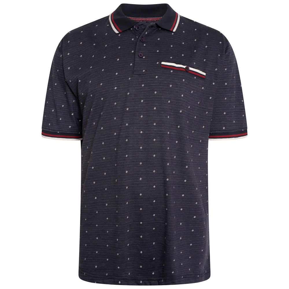 Diamond Print Self Stripe Polo Shirt