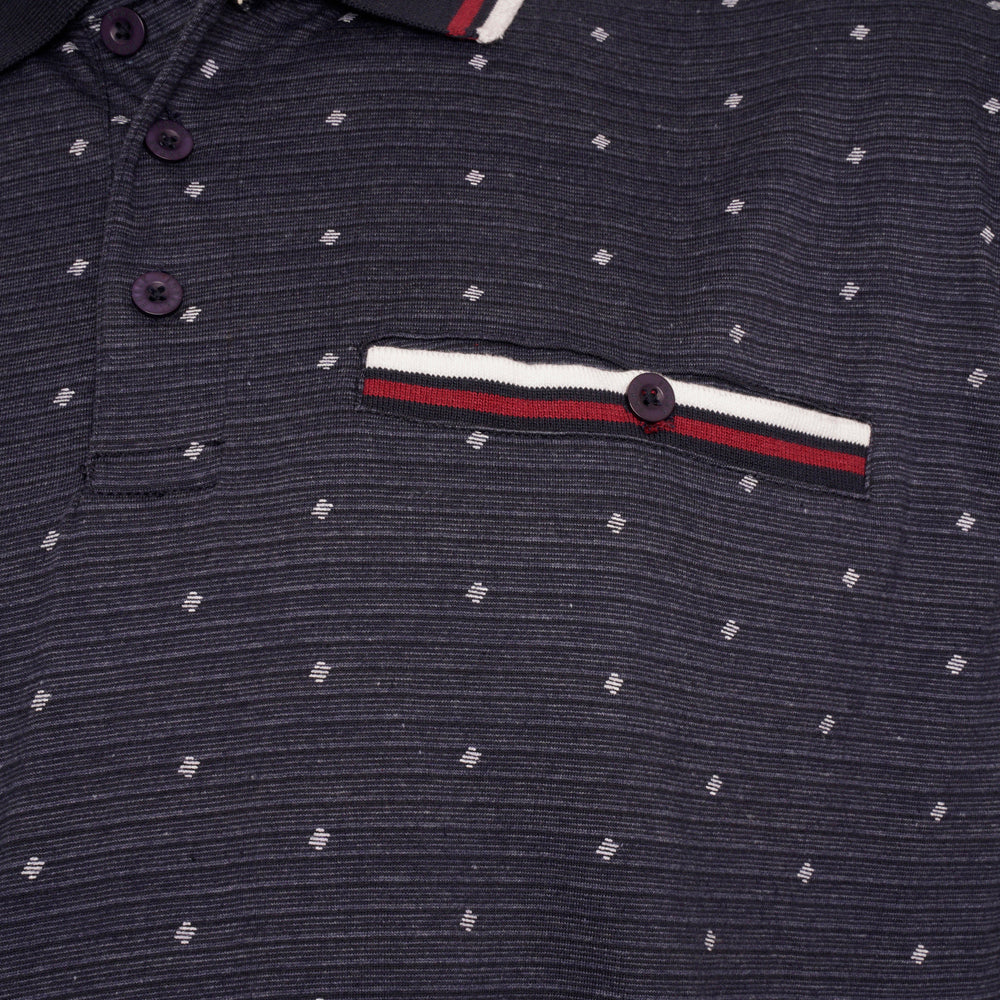 Diamond Print Self Stripe Polo Shirt