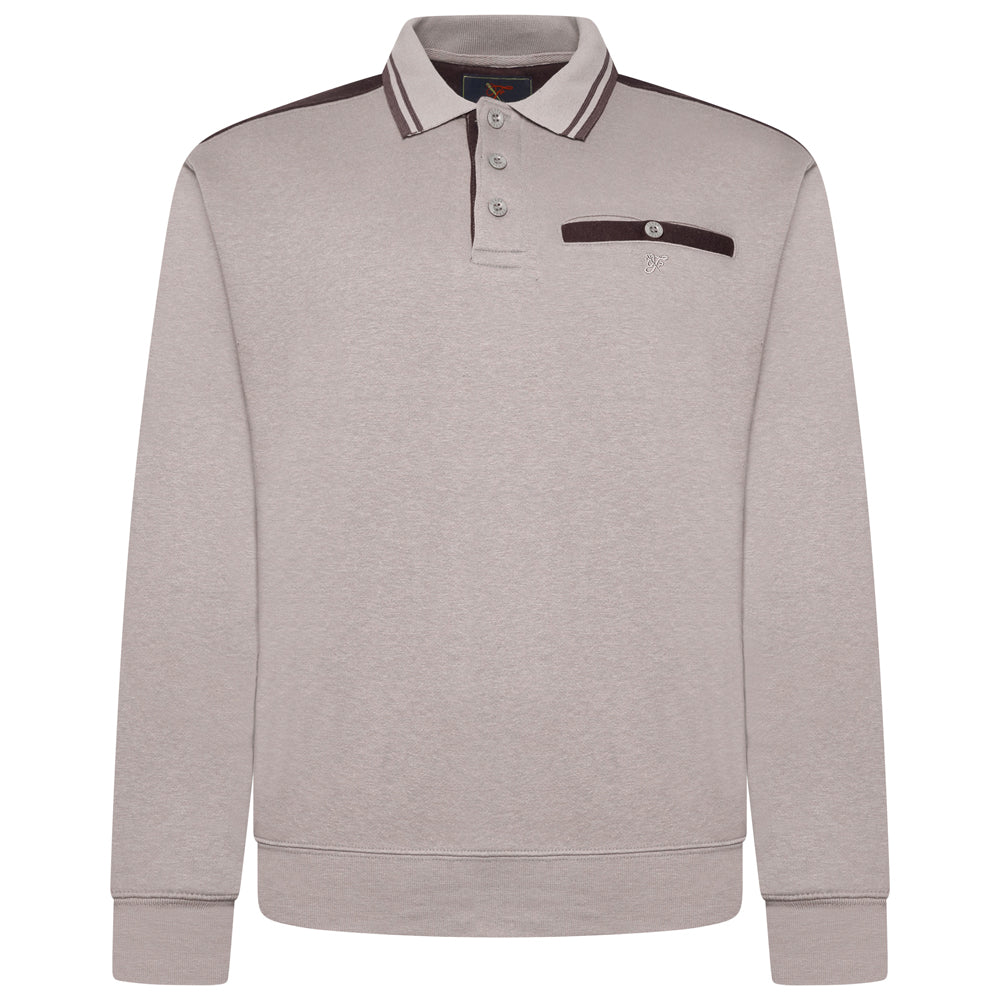 Tipped Collar Polo Sweatshirt