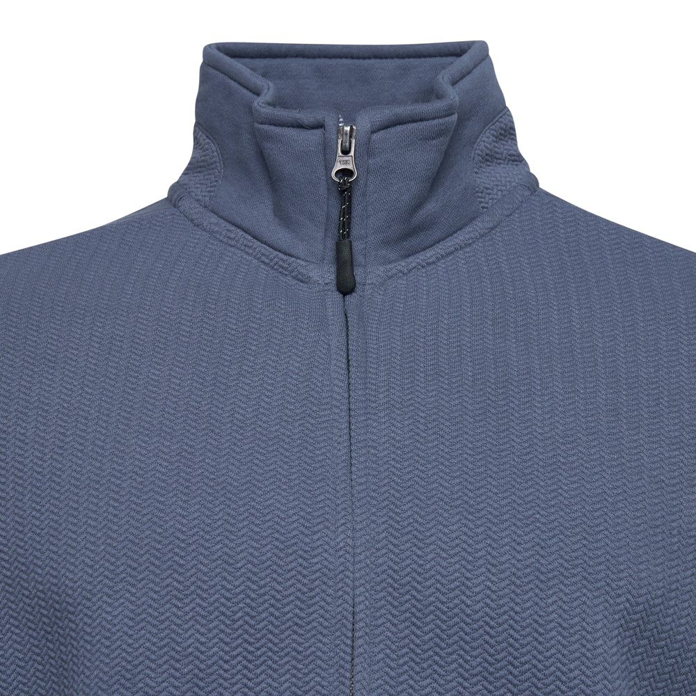Full Zip Textured Jersey Sweat Top