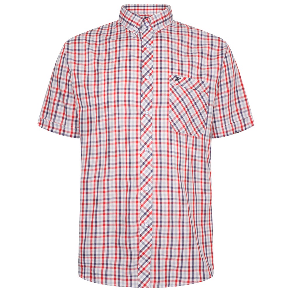 Red & Navy Check Short Sleeve Shirt