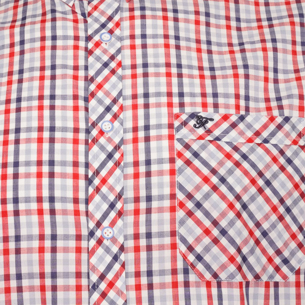 Red & Navy Check Short Sleeve Shirt