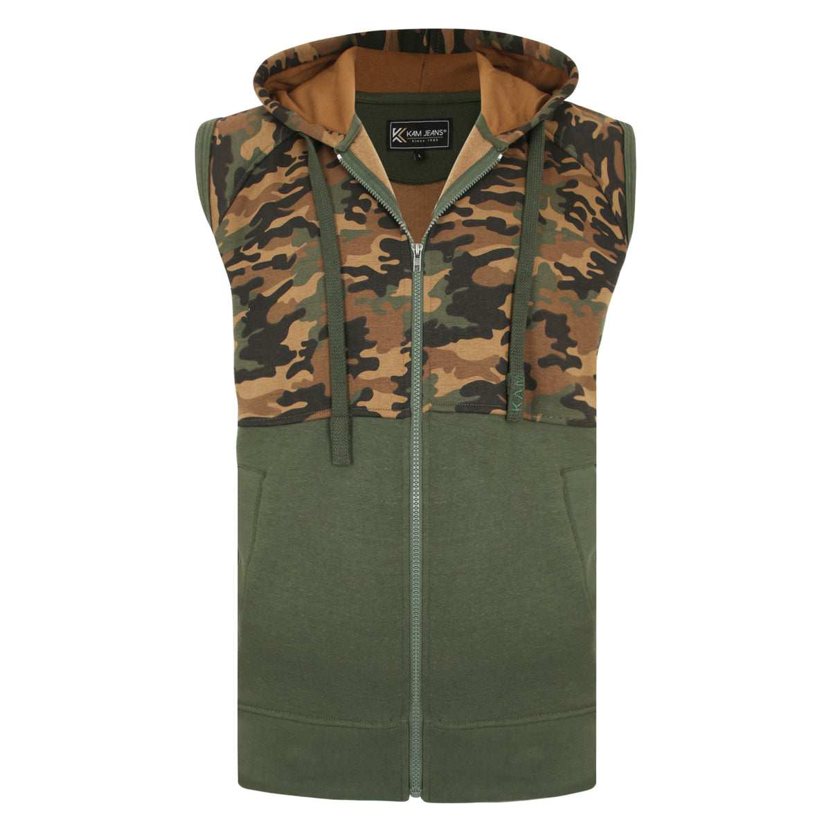 Camo Panelled Hooded Gilet