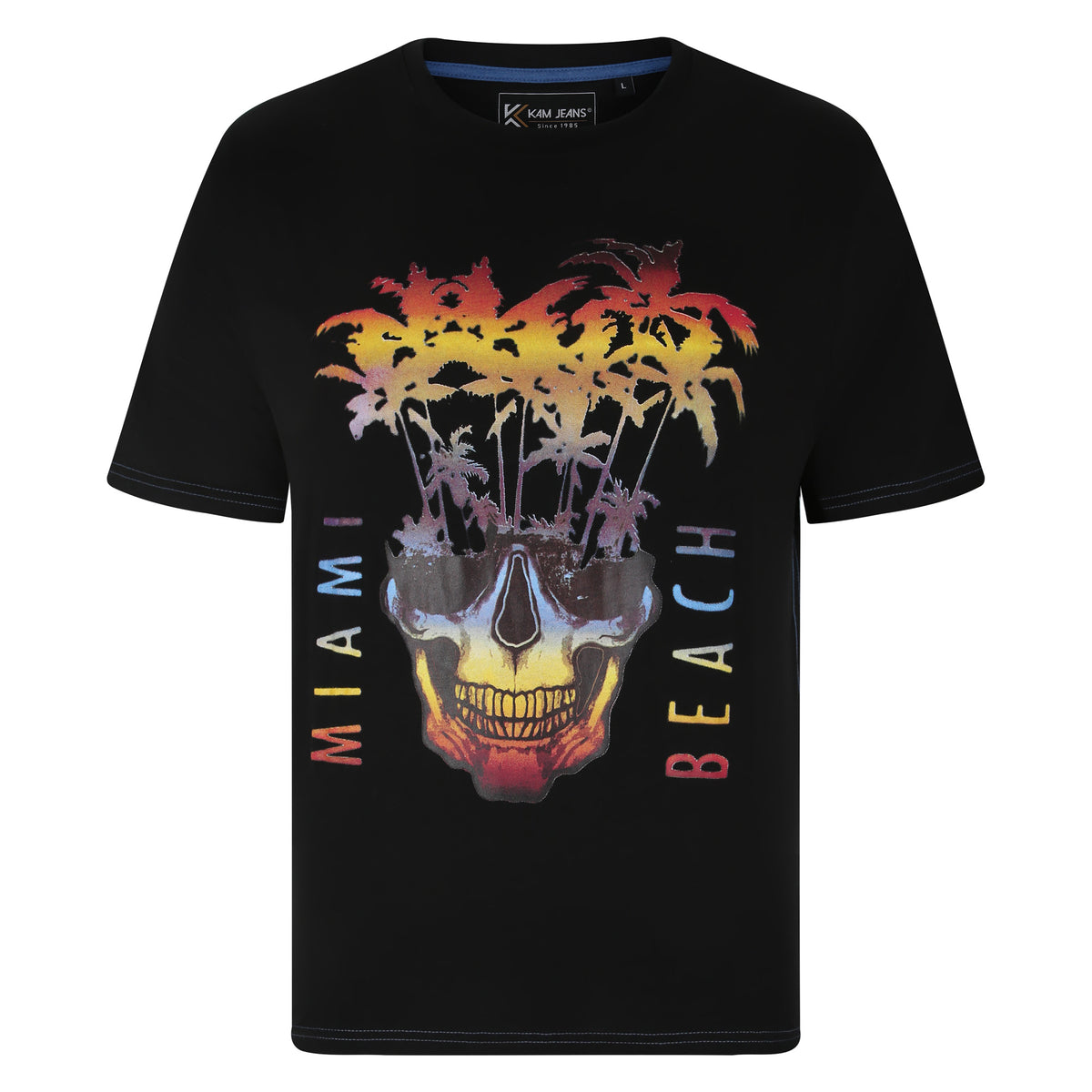 Miami Beach Skull Print T-Shirt