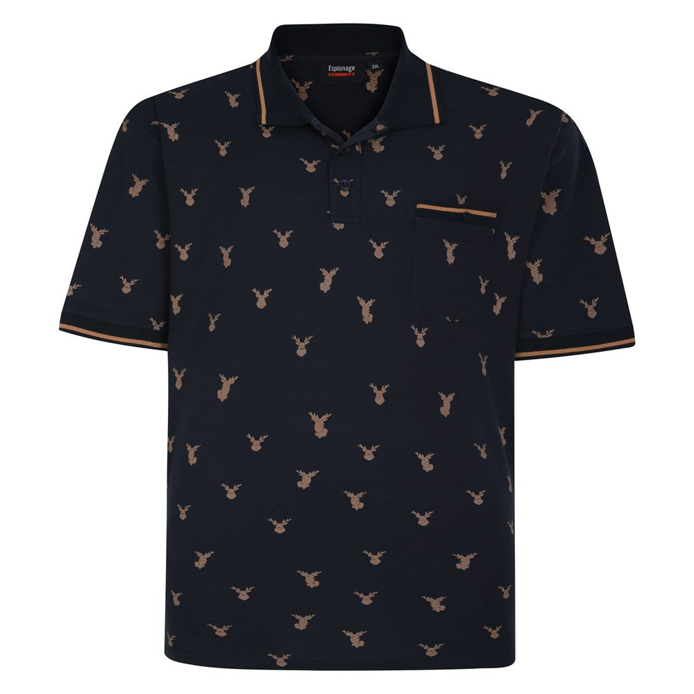 Stag Print Polo Shirt