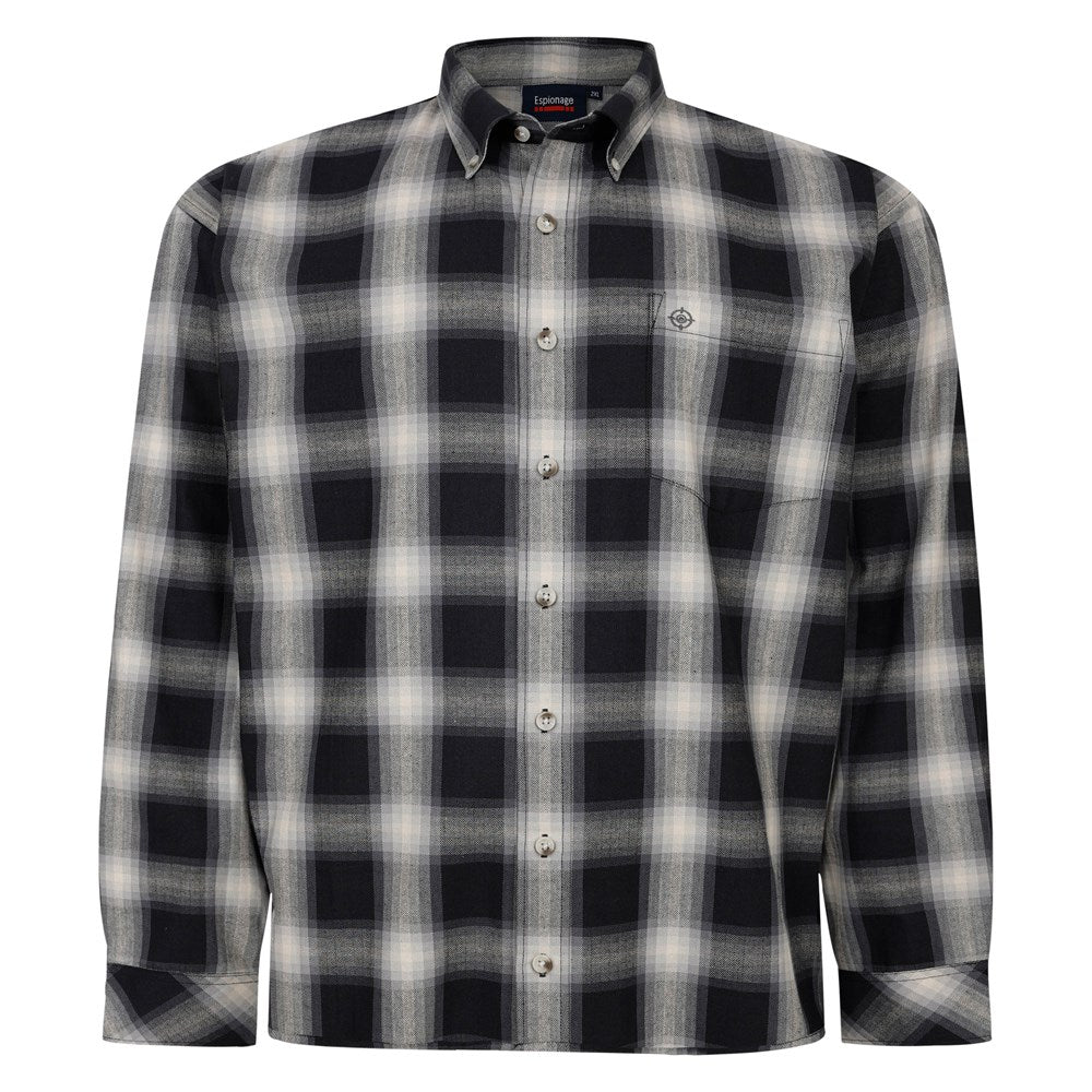 Brushed Check Long Sleeve Shirt - Black & Grey