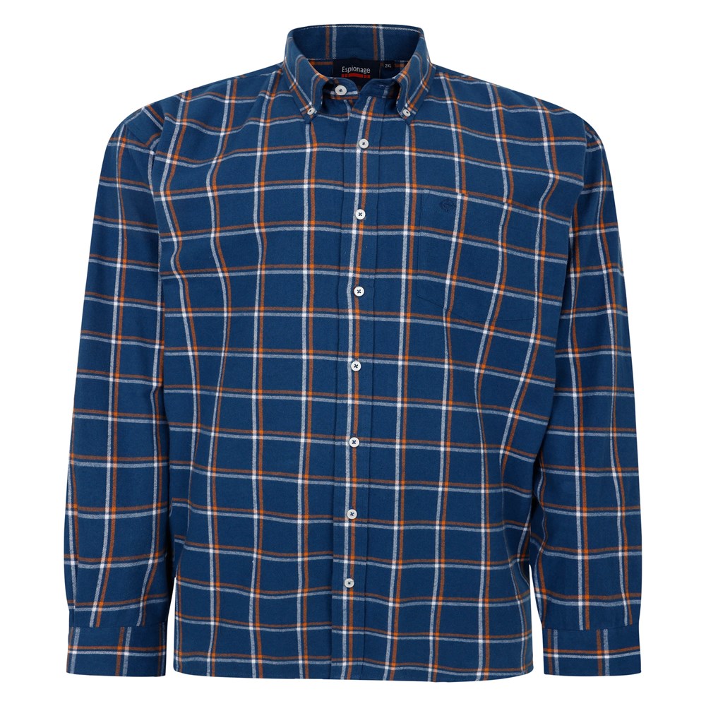 Brushed Check Long Sleeve Shirt - Blue & Orange