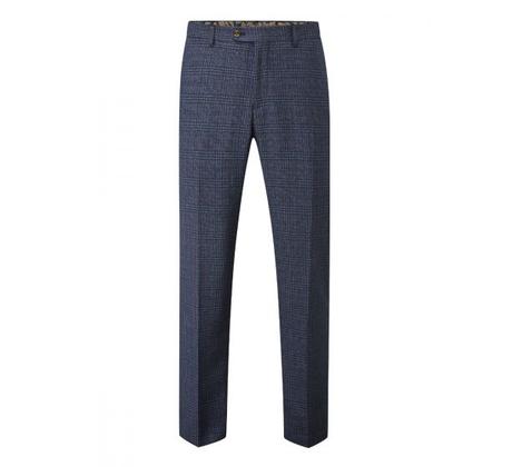 Woolf Navy Check Suit Trousers
