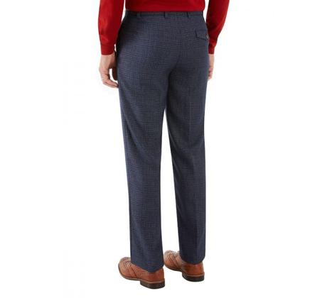 Woolf Navy Check Suit Trousers