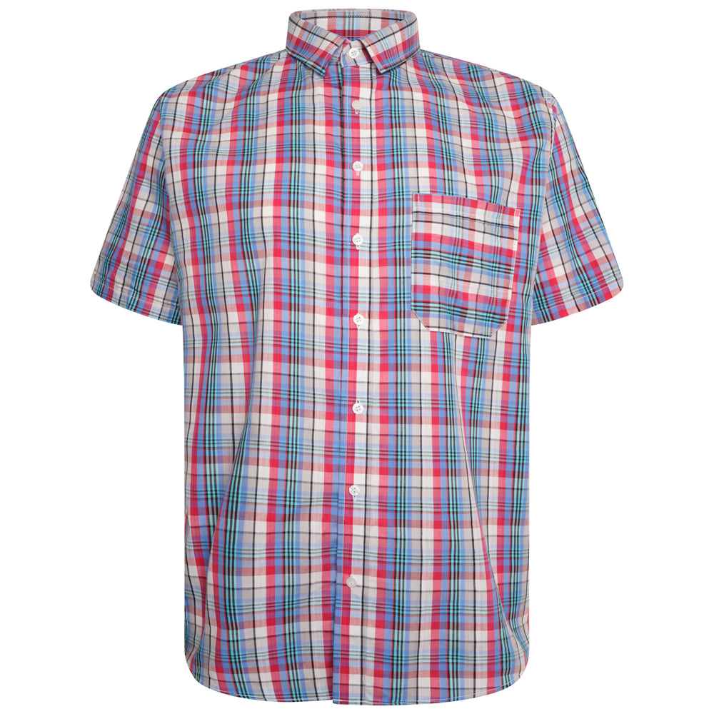 White Red & Black Check Short Sleeve Shirt