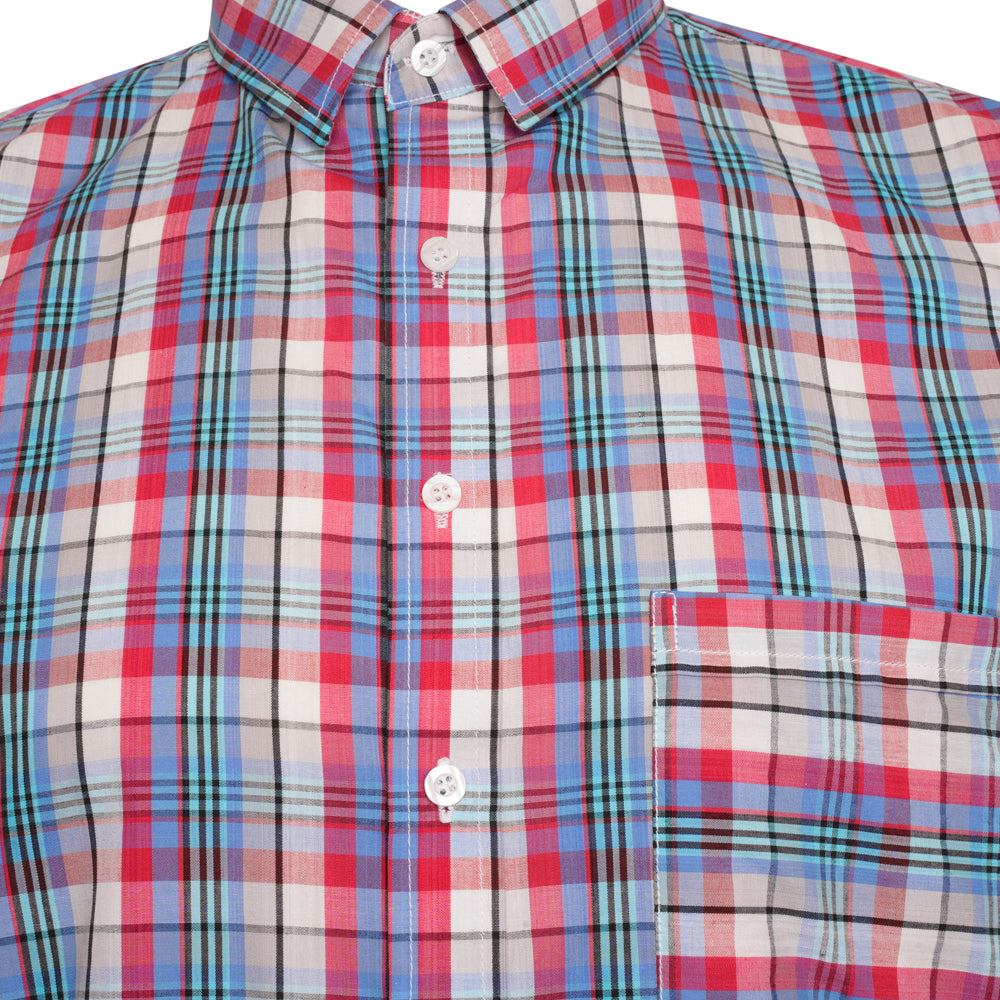 White Red & Black Check Short Sleeve Shirt