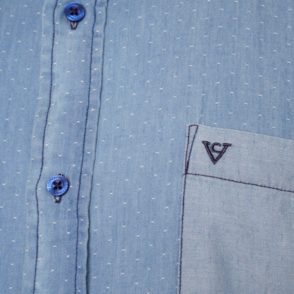 Grandad Collar Chambray Shirt