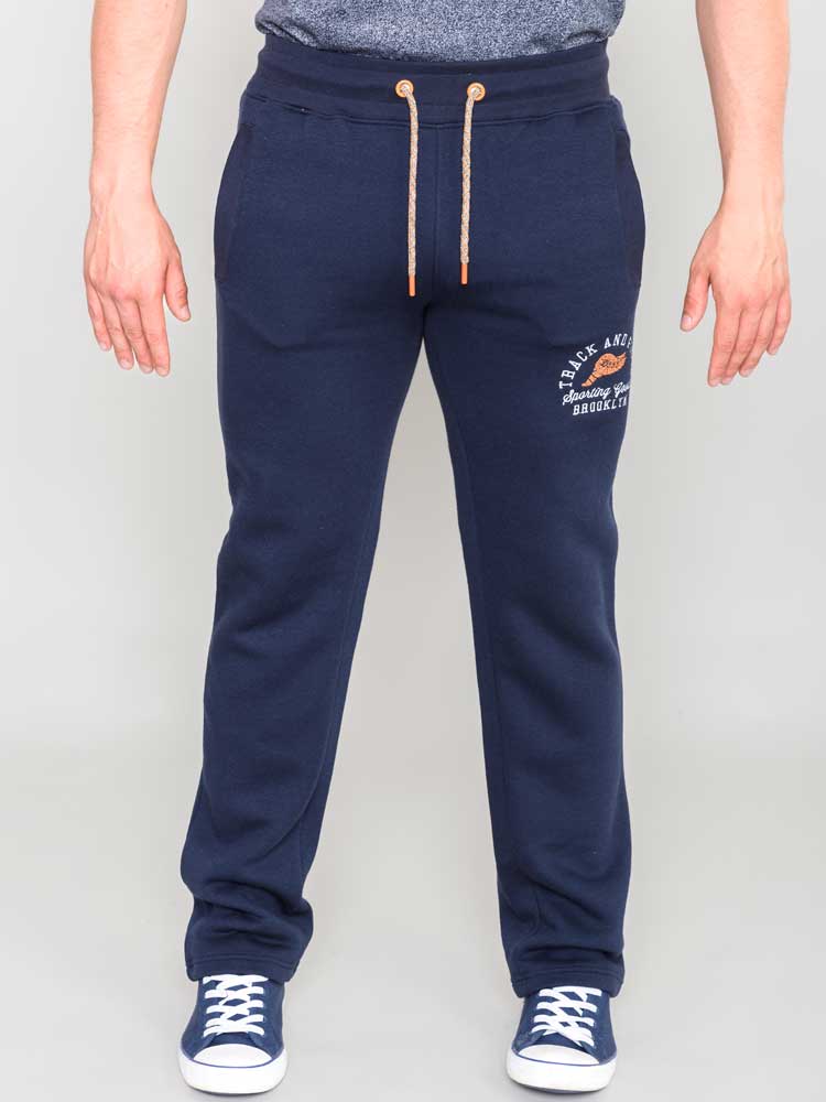 Chilworth Embroidered Logo Open Hem Joggers - Navy