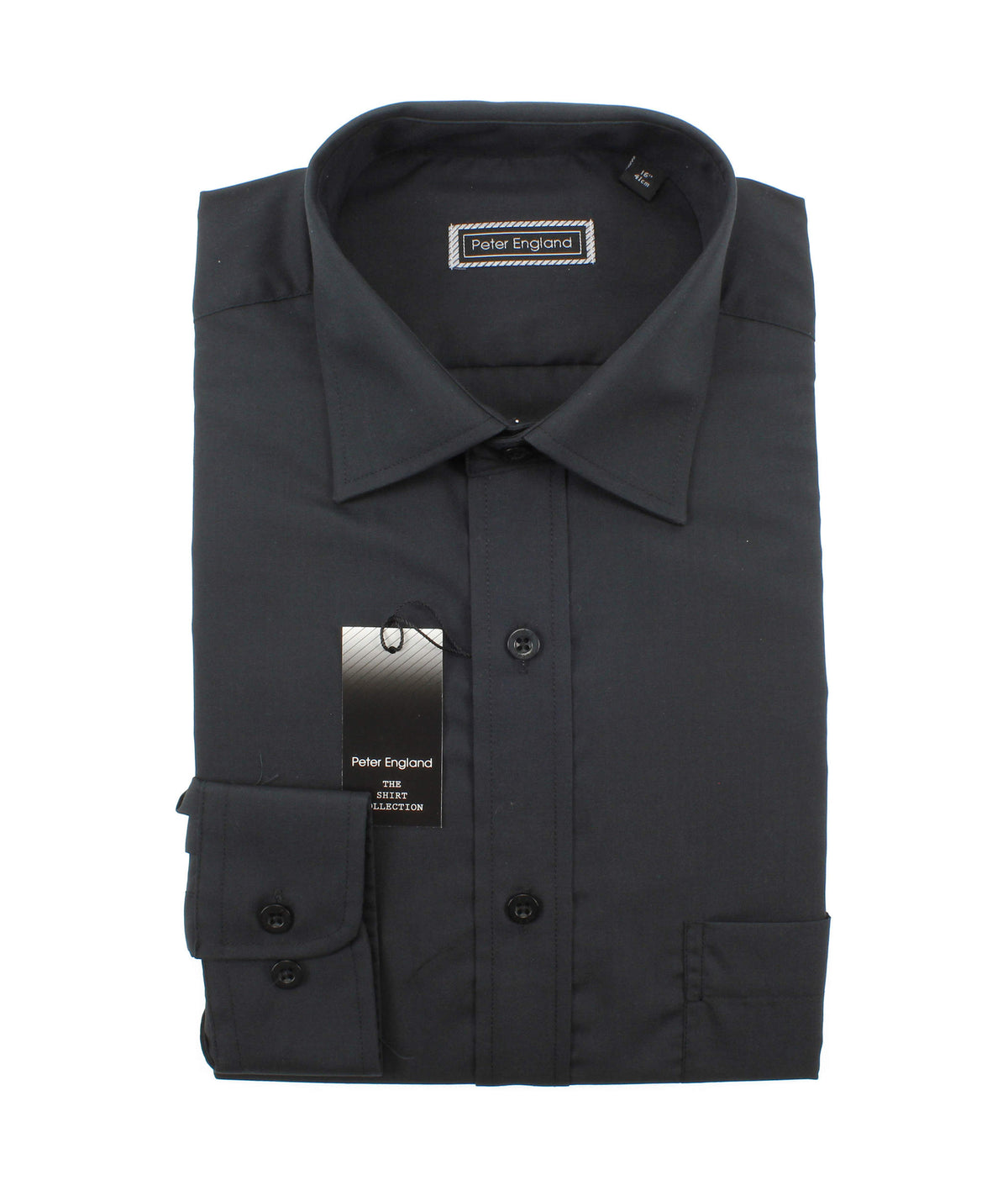 Standard Fit Easycare Long Sleeve Shirt-Black