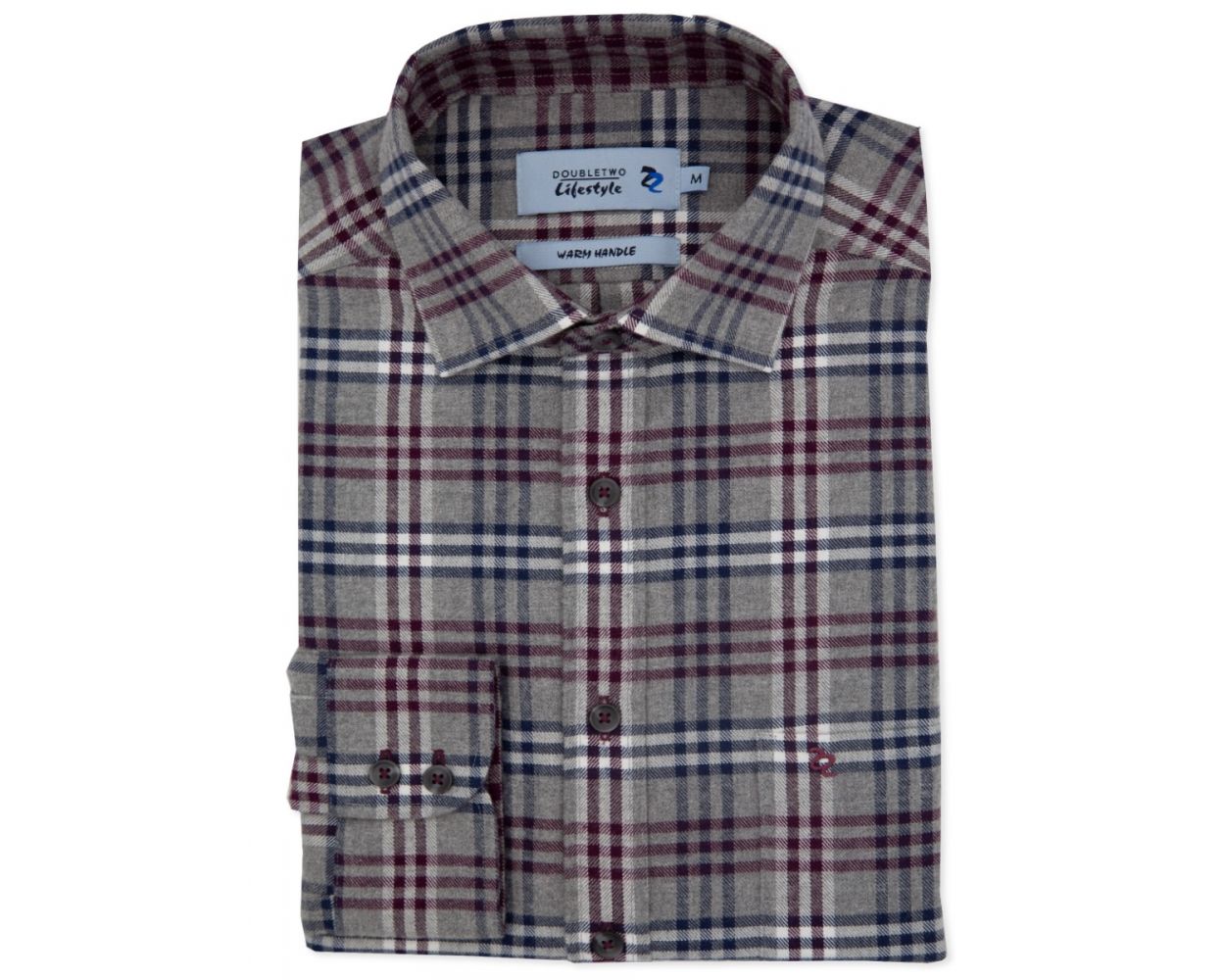 Wine & Grey Triple Check Long Sleeve Shirt