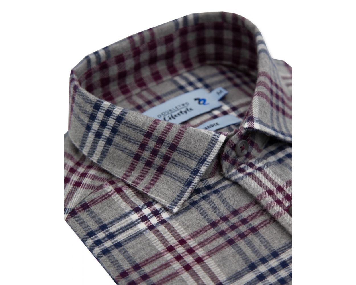 Wine & Grey Triple Check Long Sleeve Shirt