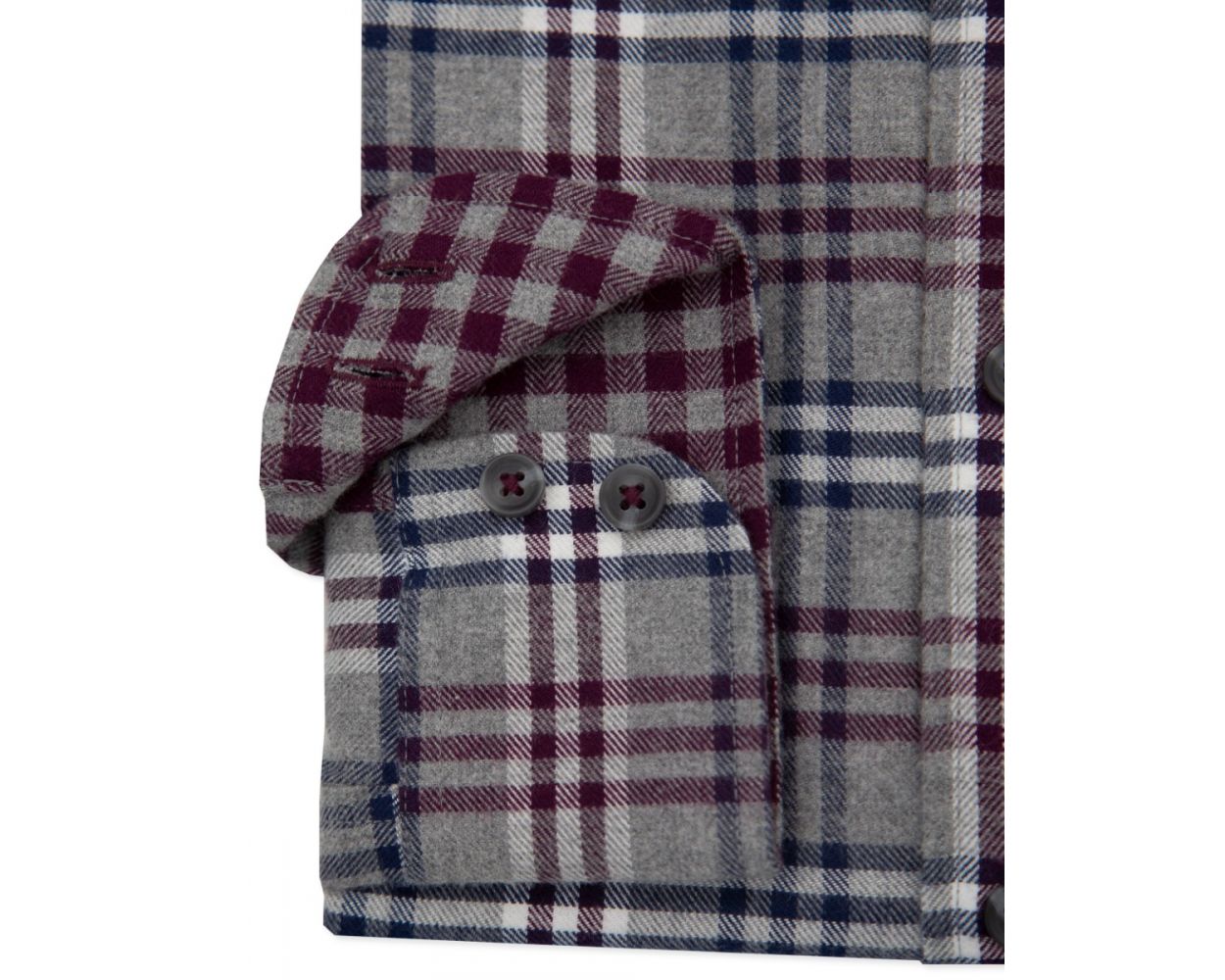 Wine & Grey Triple Check Long Sleeve Shirt