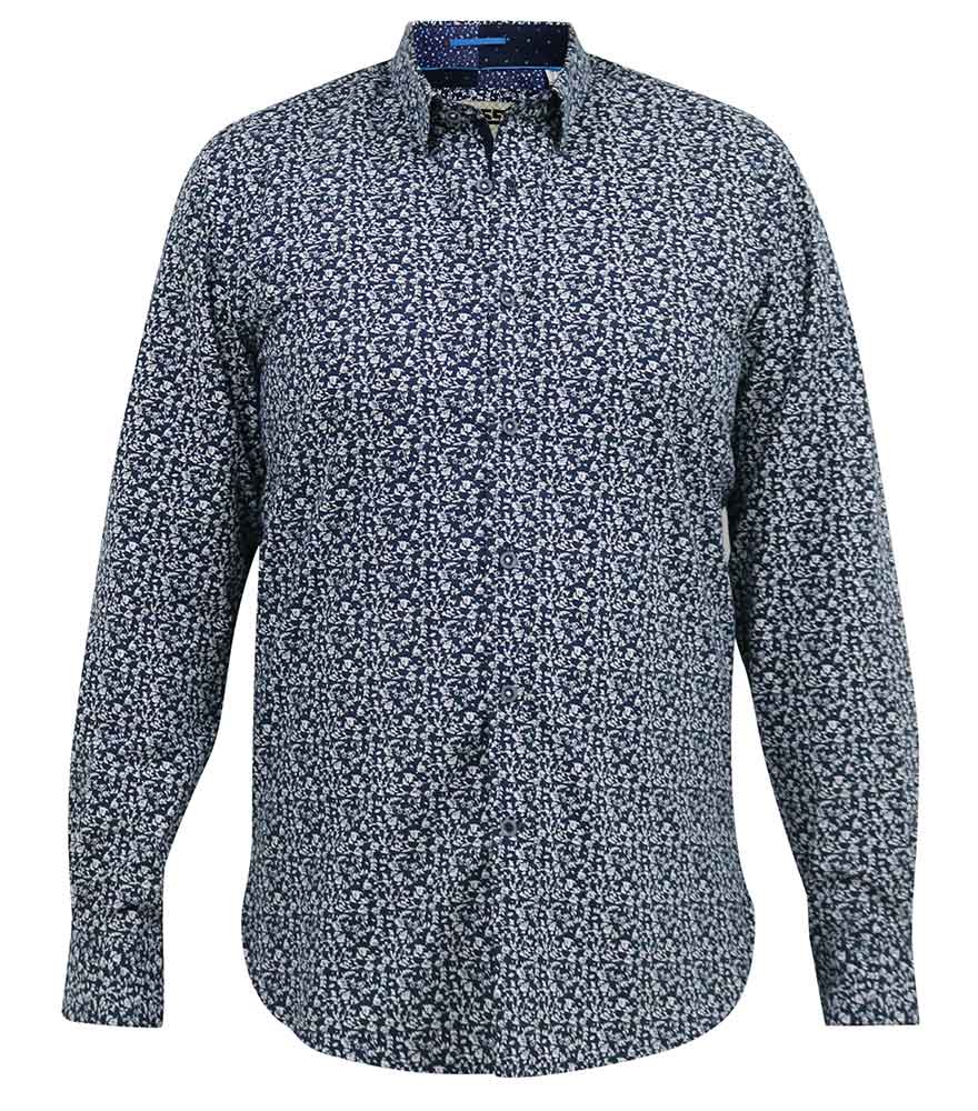 'Larry' Small Floral Print Long Sleeve Shirt
