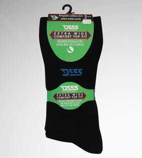 'Harold' 3 Pack Plain Extra Wide Comfort Fit Socks