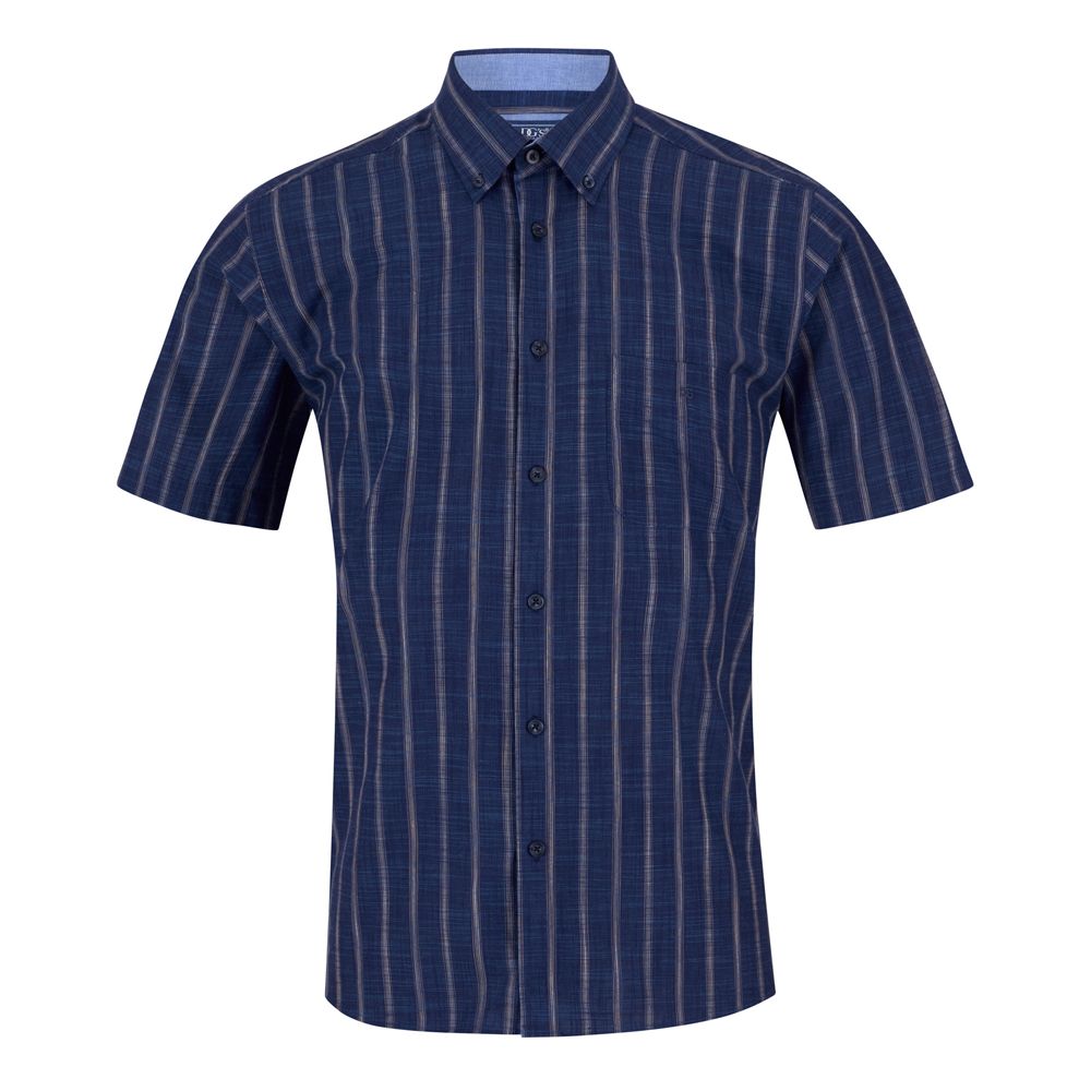 Woven Effect Striped Short Sleeve Shirt