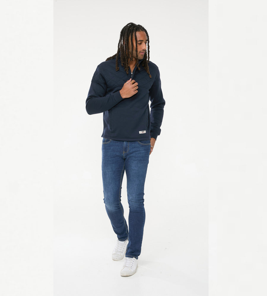 Tall Fit 'Swann' Quilted Top Panel 1/4 Zip Sweatshirt