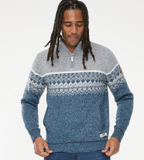 Tall Fit Ruddington' Fairisle Knit 1/4 Zip Jumper