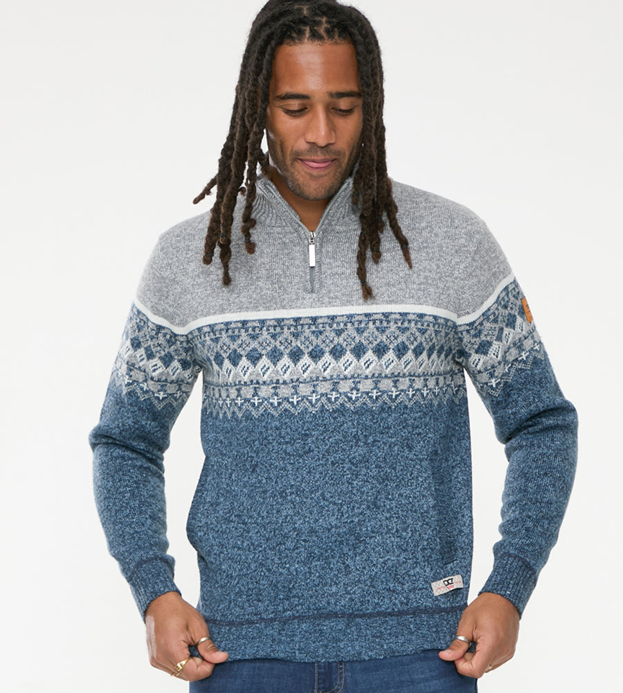 Tall Fit Ruddington' Fairisle Knit 1/4 Zip Jumper