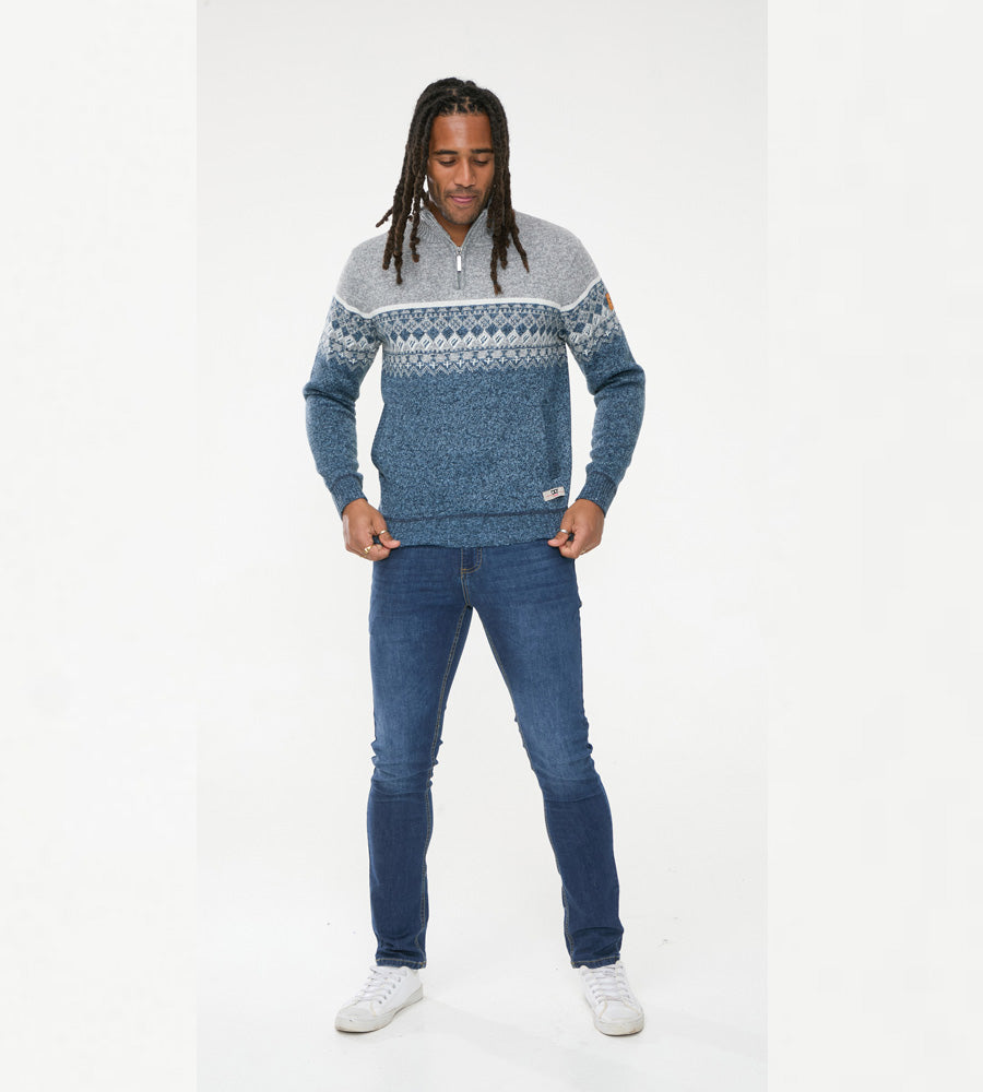 Tall Fit Ruddington' Fairisle Knit 1/4 Zip Jumper