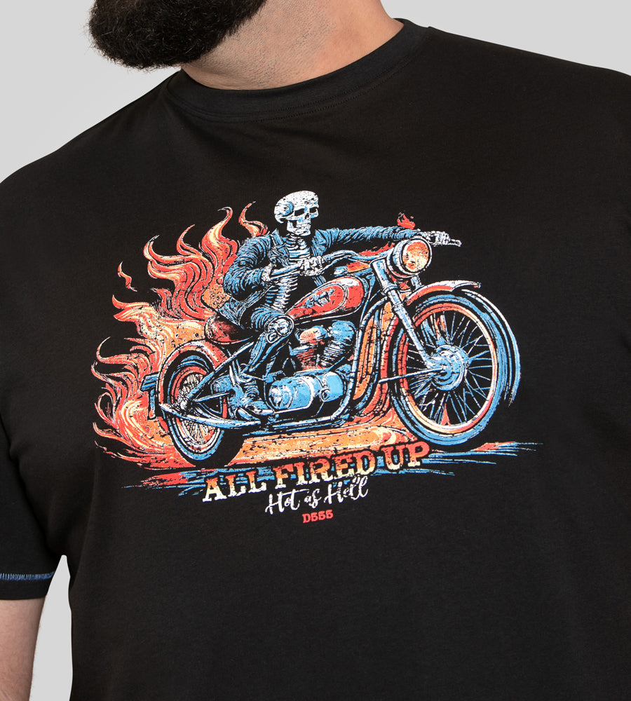 'DEWSBURY' Skeleton On A Bike Print T-Shirt