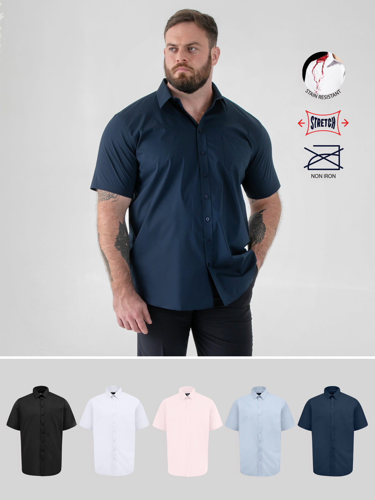 'LUCAS' Ultimate Stain Resist Non Iron Short Sleeve Shirt