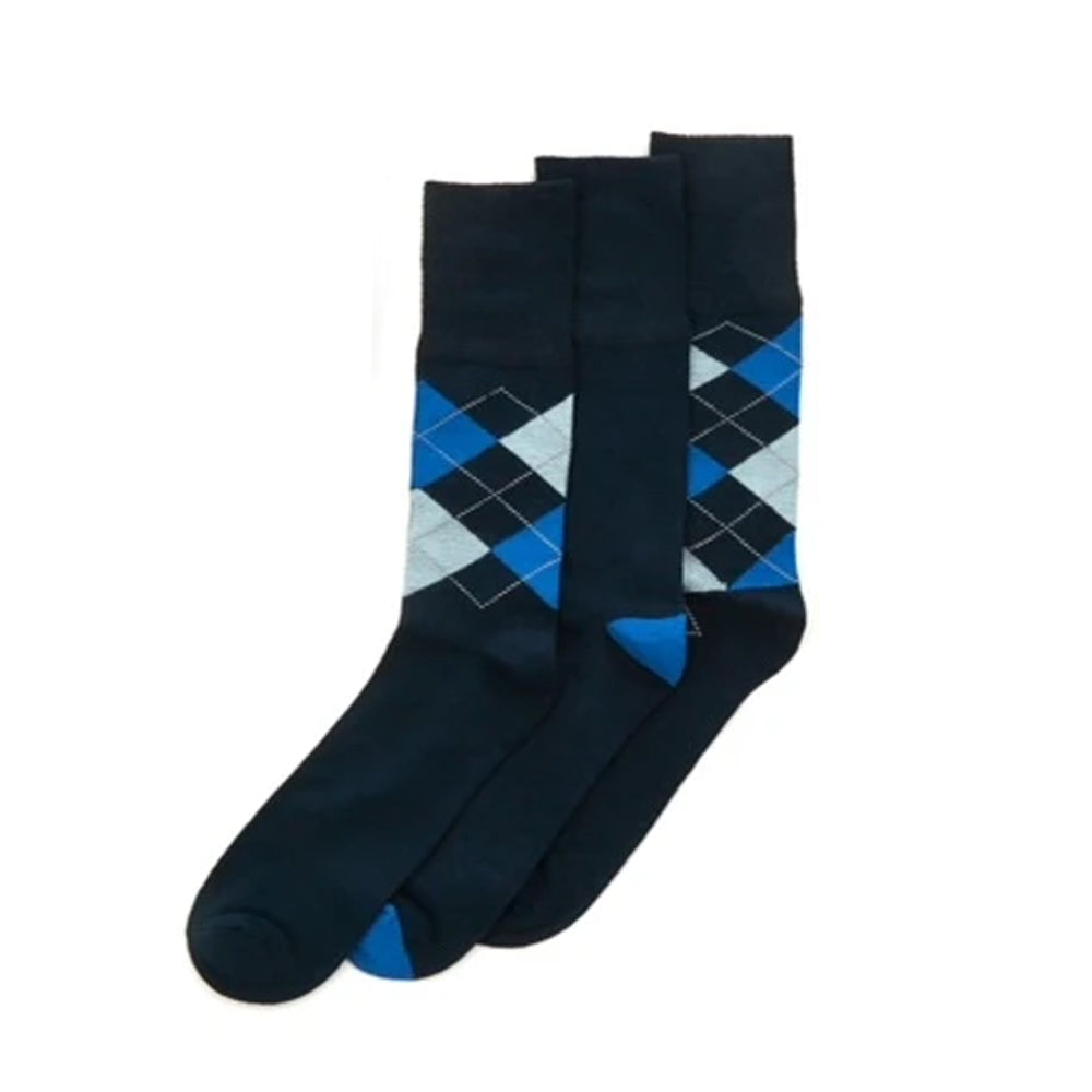 3 Pack Argyle Comfort Top Bamboo Socks