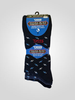 'Harold' 3 Pack Patterned Extra Wide Comfort Fit Socks