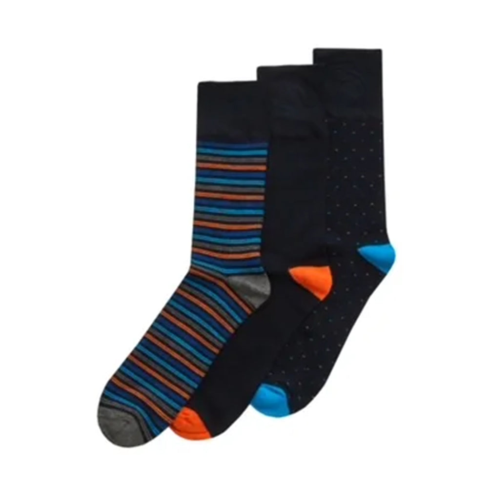 3 Pack  Fine Stripe Comfort Top Bamboo Socks