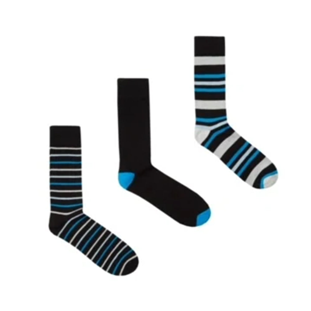 3 Pack  Multi Stripe Comfort Top Bamboo Socks