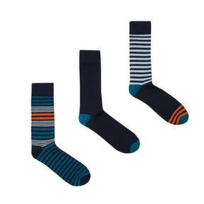 3 Pack  Multi Stripe Comfort Top Bamboo Socks