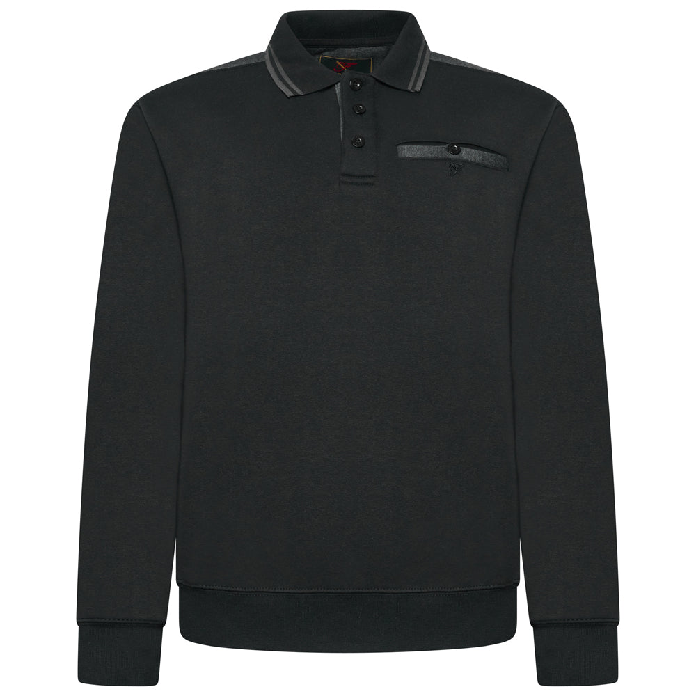 Tipped Collar Polo Sweatshirt