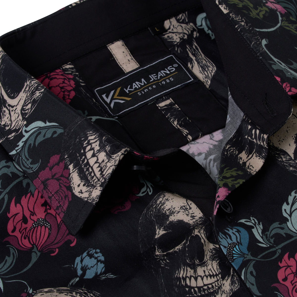 Floral Skull Print Short Sleeve Shirt