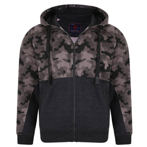 Camo Panelled Zip Through Hoody