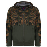 Camo Panelled Zip Through Hoody