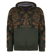 Camo Panelled Zip Through Hoody