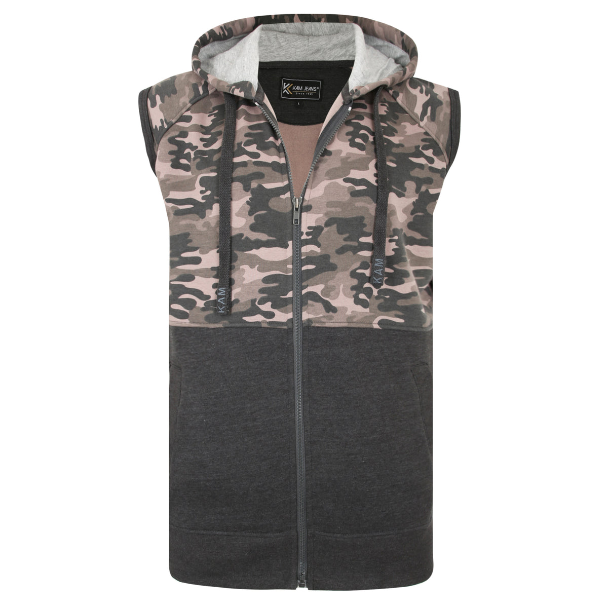 Camo Panelled Hooded Gilet