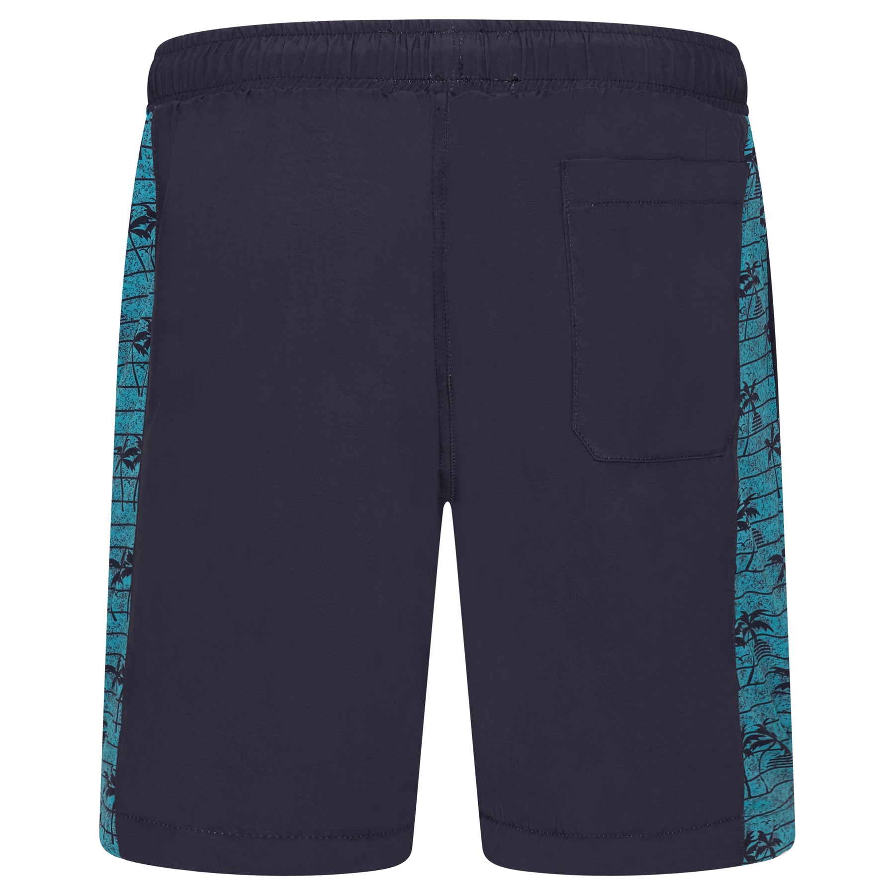 Palm Print Panelled Stretch Swim Shorts