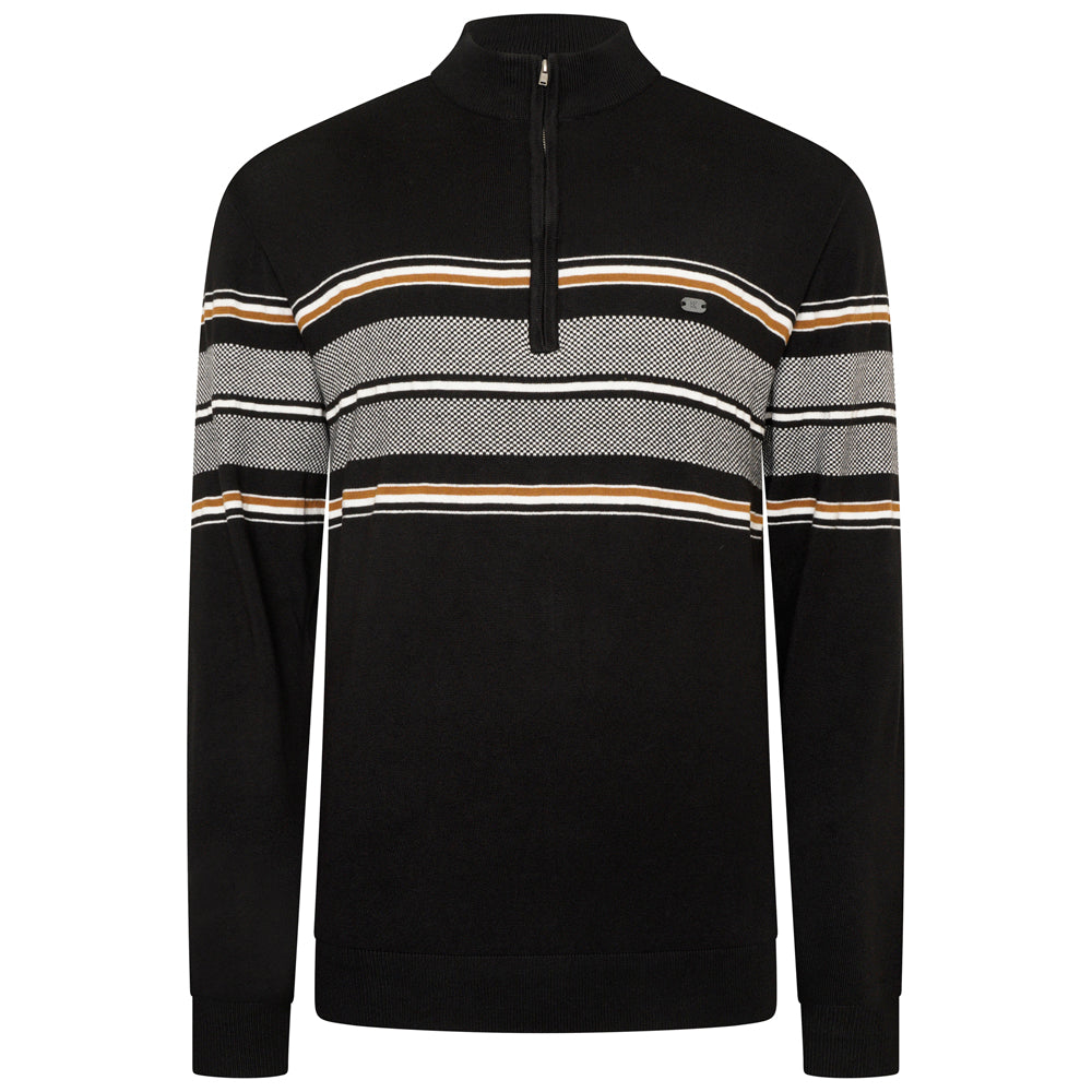 1/4 Zip Stripe Knitted Top