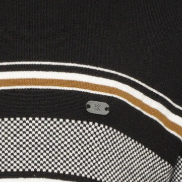 1/4 Zip Stripe Knitted Top