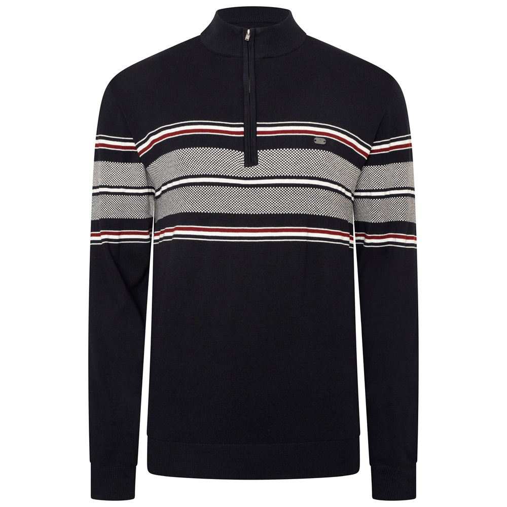 1/4 Zip Stripe Knitted Top